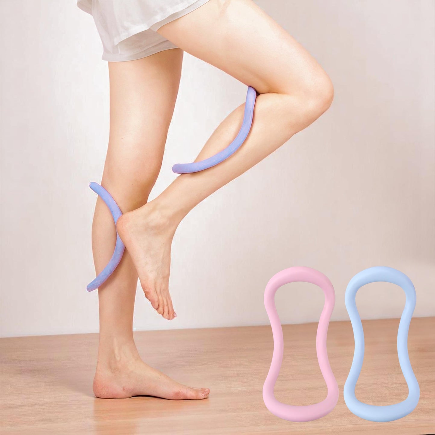 KH866 Set of 2 Yoga Rings for Leg, Calves, Calf Pilates, Fitness Circle Equipment for Women, Resistance Stretch Circles Tool with Massage Points, Home Exercise Workout Training Support Sport