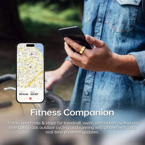 Naughtbaby FitElf 3 Pro Smart Ring?”Health & Fitness Tracker for Women & Men | Monitor Heart Rate, Sleep & Blood Pressure | IP68 Waterproof | 10-Day Battery | No Subscription Needed (Gold, 8)