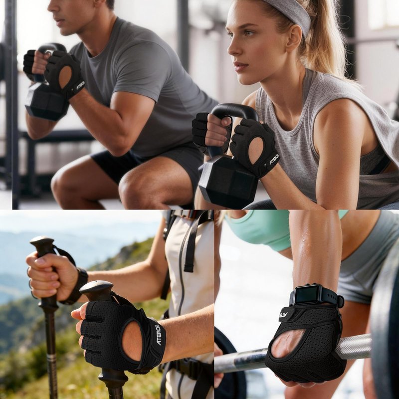 ATERCEL Weight Lifting Gloves Full Palm Protection, Workout Gloves for Gym, Cycling, Exercise, Breathable, Super Lightweight for Men and Women(Gray, M)