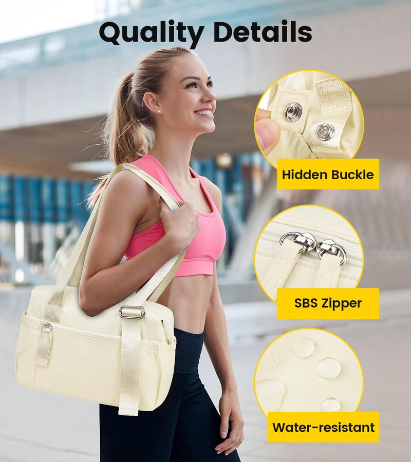 Vorspack Mini Gym Bag for Women - Small Duffle Bag Lightweight Duffel Bag with Wet Pocket Cute Sports Bag for Gym Dance Yoga - Beige