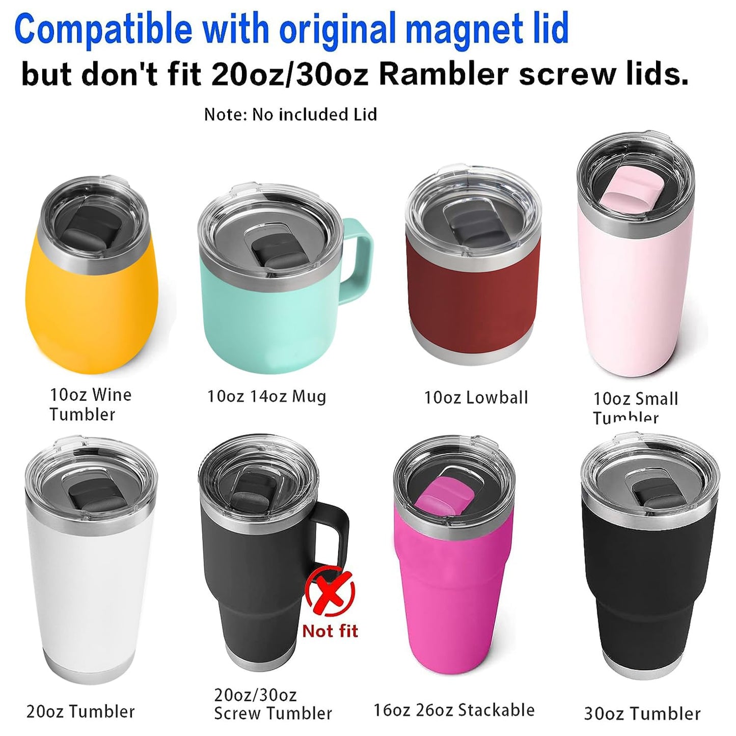 2025 New Upgrade Magnetic Slider Replacement Block, Slider Lid Magnet for Yeti Lids 10 oz, 14oz, 16 oz, 20 oz, 26 oz, 30 oz (Black+Black)