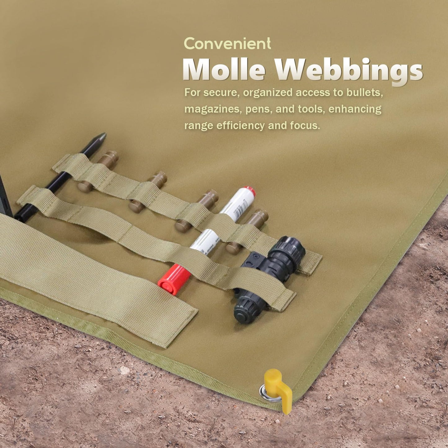IC ICLOVER Shooting Mat, Portable Roll Up Shooting Mats with Bipod Holder & Molle Webbings, Extra Large Non-Slip Waterproof Tactical Shooting Blanket for Long Range Rifle Shooting Hunting (Non-Padded)