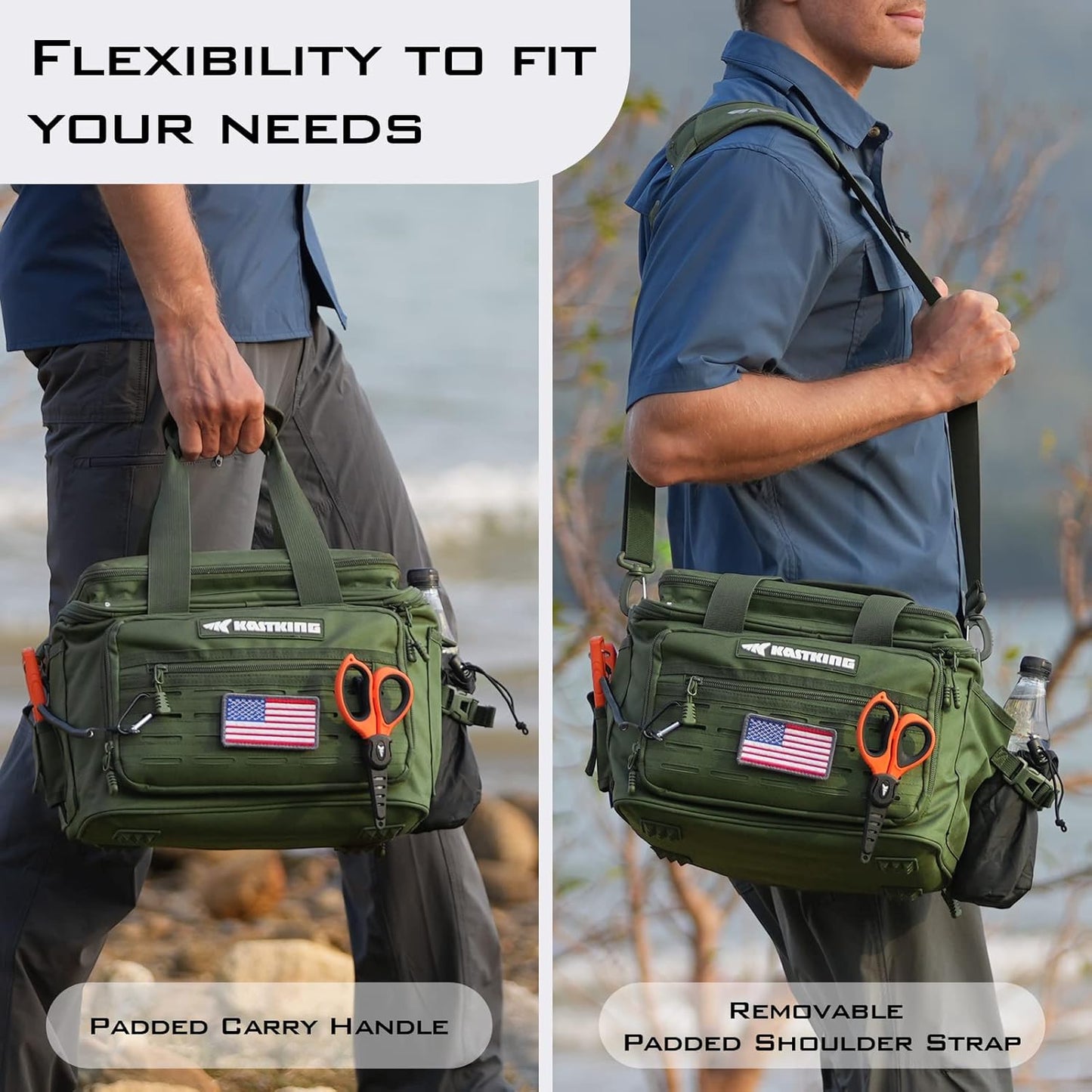 KastKing Fishing Tackle Bags - Saltwater & Freshwater Fishing Bags - Water Resistant, Padded Shoulder Strap - Gear Storage