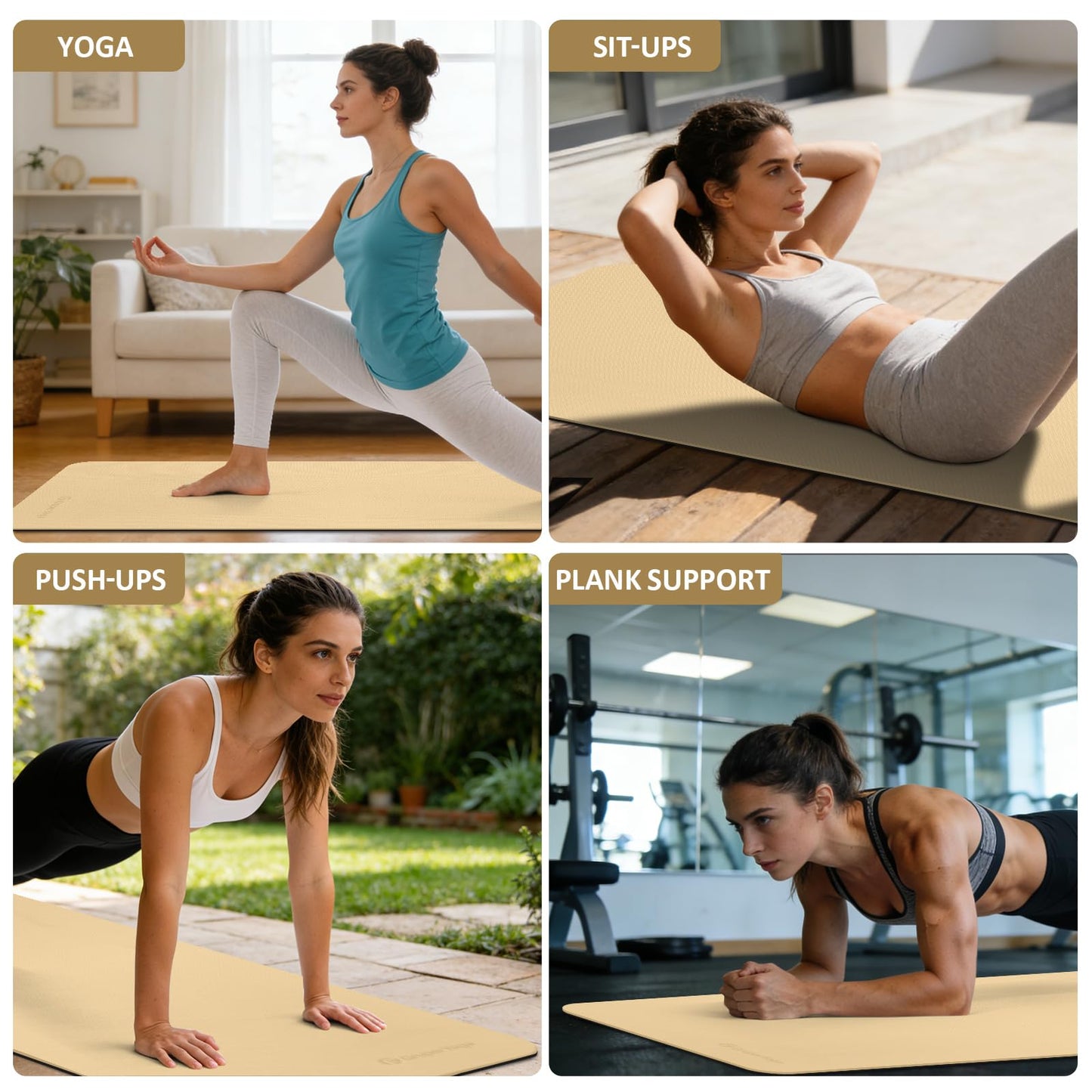 Yoga Mat Non Slip, 72"L x 24"W x 0.24"/0.32"TH, Anti-Tear Exercise Mat with Carrying Strap and Bag, Pro TPE Yoga Mats for Women, Workout Mats for Home, Pilates and Floor Exercises (Black / Matcha Green, 0.32*24*72 Inches)