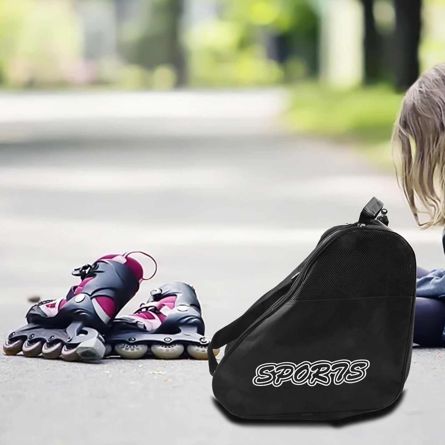 Ice & Inline Skate Bag, Adjustable Shoulder Strap, Three Layer For Roller Skating And Ice Skating, Max Capacity 1 Helmet + 1 Protective Gear + Skates Up To Size 44