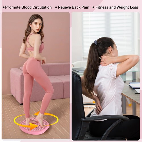 Eueiykw Twist Board for Exercise Waist Slimming Balance Rotating Disc with Massage,Home Gym Equipment for Weight Loss(Pink)