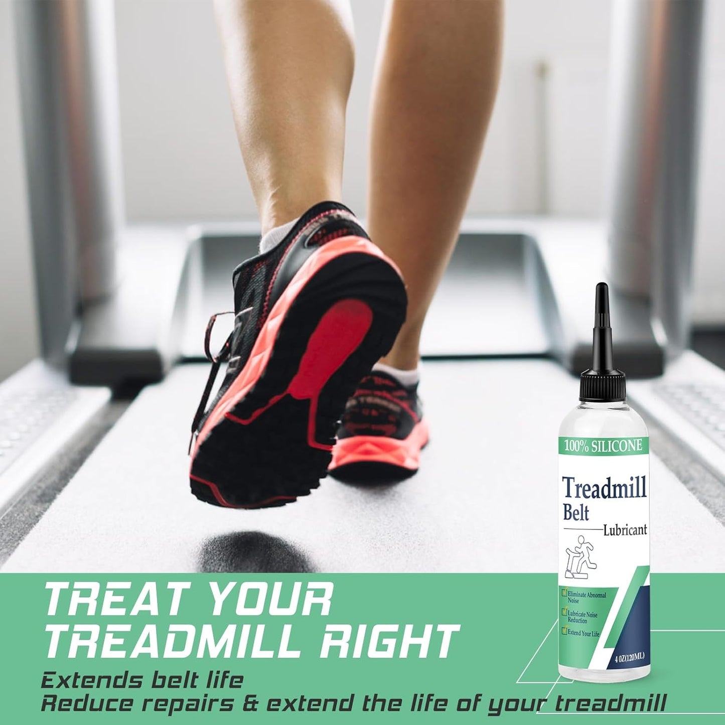 100% Silicone Treadmill Lubricant for Belt, 4 Oz Treadmill Oil Belt Lubricant, Reduce Friction Lubricant with Tubes and 5 Cloths for Nearly All Types of Treadmills (1)