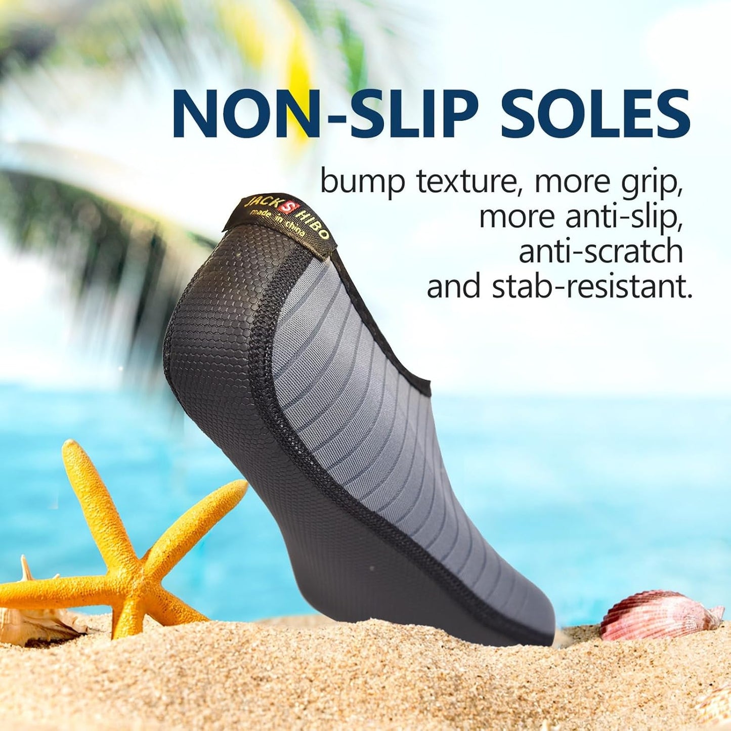 JACKSHIBO Water Shoes for Women Men Swim Shoes Water Socks for Cruise Essentials Swimming Aqua Beach Pool Yoga Surf