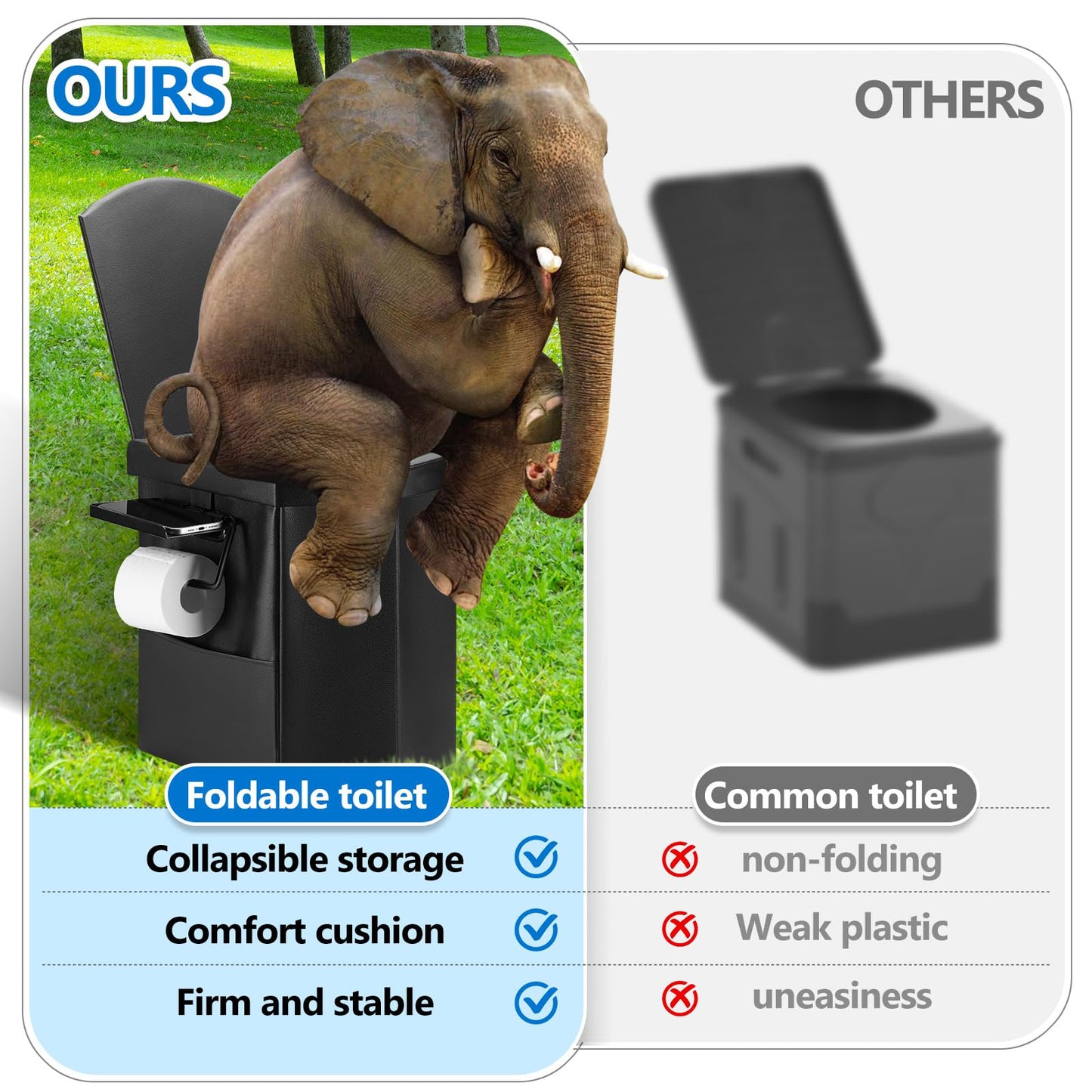 HYQWEPZ Portable Toilet for Adults,XL, 16.5 inch Camping Toilet with Flap and Handbag Super Stool Portable Travel Floating Toilet, Mobile Toilet for Hiking, Traveling, Camping, car and Driver