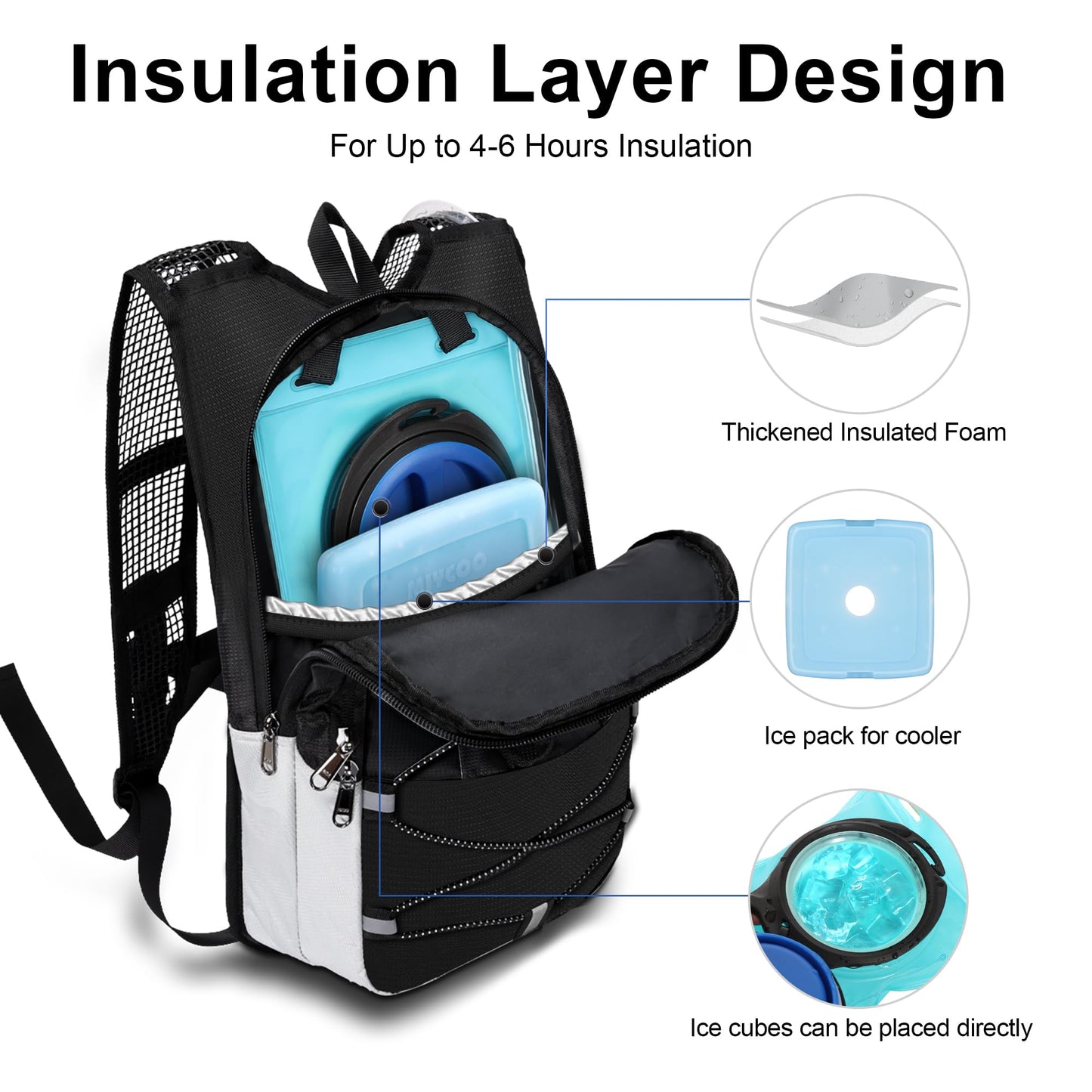 Hydration Backpack - Lightweight Water Backpack with 2L Water Bladder Bag, Running Hydration Vest Backpack for Men Women, Hydration Pack for Hiking, Cycling, Climbing MIYCOO (Black Gray, 10L)