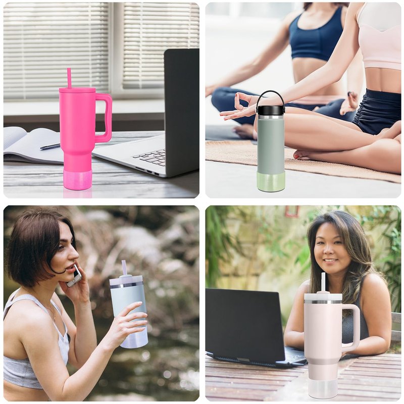 YWDOUJI Jelly Luster Glitter Silicone Transparent Boot for Stanley 20-40oz, Compatible with Hydro Flask or Other Water Bottle Tumbler, 2.85-3.0 inch Protective Anti-Slip Bottom Sleeve Cover