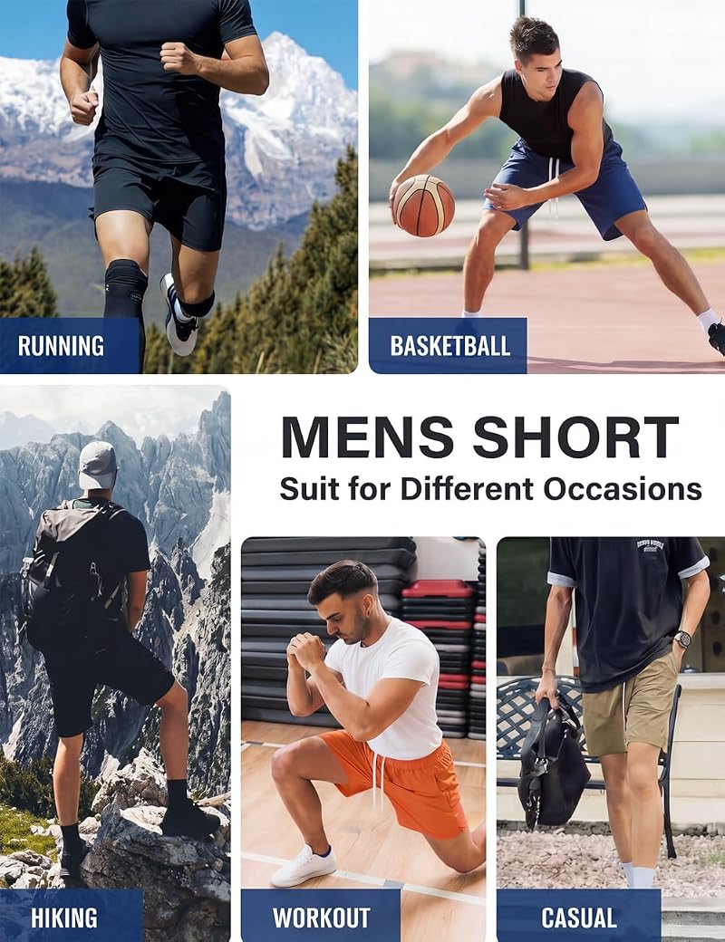 TACVASEN Men’s 7" Athletic Shorts with 3 Zipper Pockets – Black, Medium
