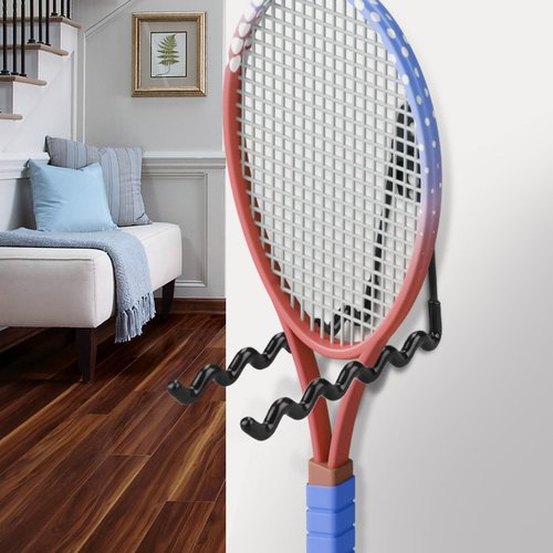 Tennis Racket Wall Mount, Wall Tennis Racket Storage Rack Display Stand, Badminton Rackets Holder Utility Hooks, Can Hold 6