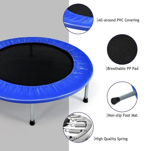Giantex 36" Folding Mini Trampoline, Portable Recreational Fitness Trampoline for Adults, Kids, Max Load 330lbs, Foldable Indoor Exercise Rebounder Trampoline