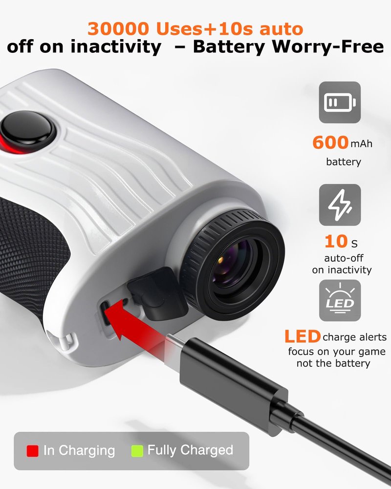 Golf Rangefinder with Slope - 1200 Yards Laser Range Finder Golf & Hunting with Magnetic Strap, Flag Pole Locking Vibration, 7X Magnification, IPX4 Waterproof Rechargeable, Golf Accessories
