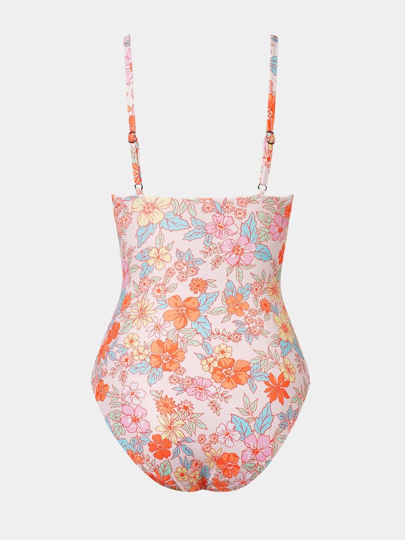 CUPSHE Women's One Piece Swimsuit Bathing Suit V Neck Ruched Adjustable Straps Spaghetti, XL