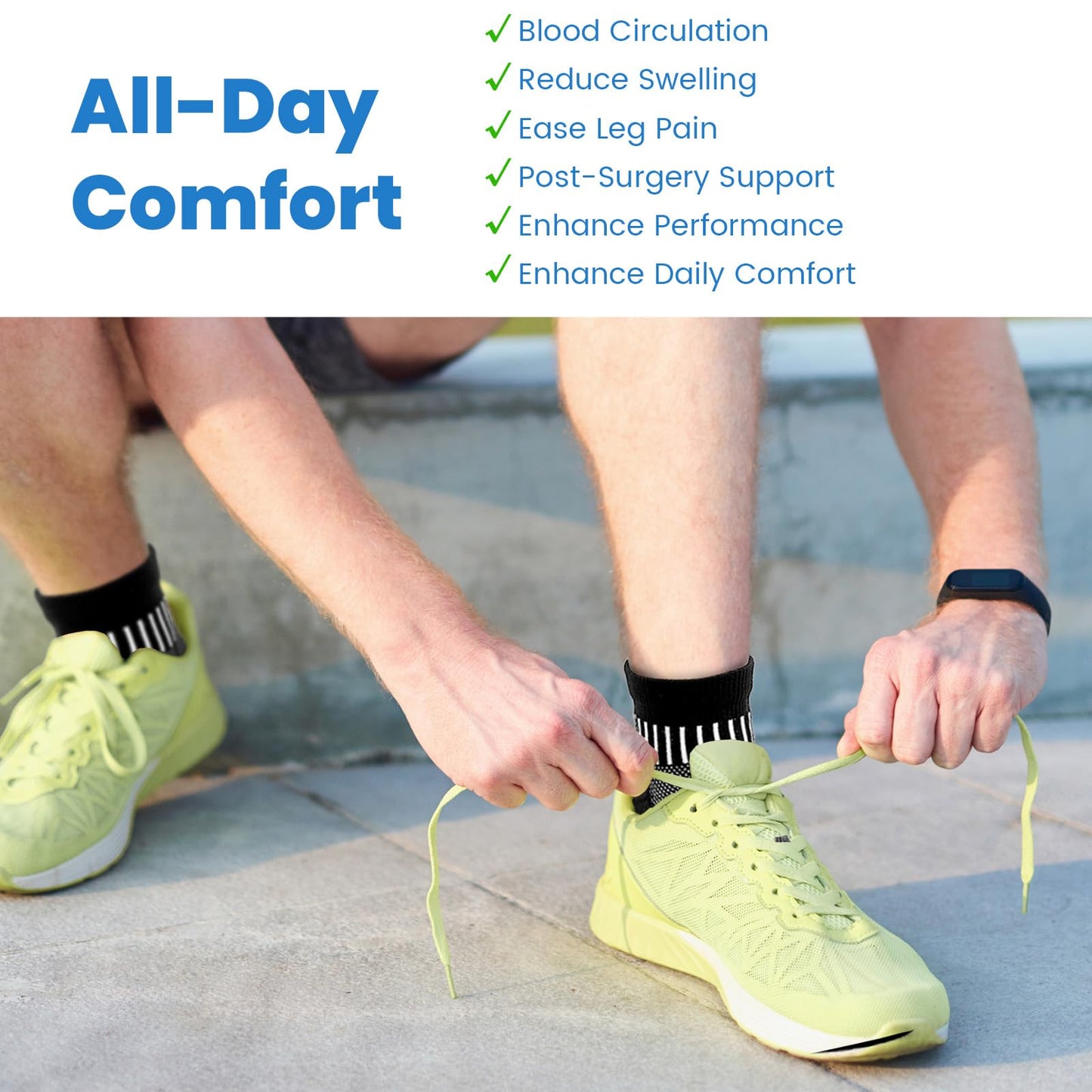 IRAMY Ankle Compression Socks for Women Men Coolmax Moisture Wicking Running Socks Plantar Fasciitis Relief 2 Pairs
