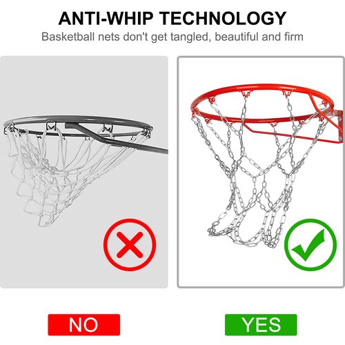 LAO XUE Heavy Duty Chain Basketball Net Replacement,21 Inches Metal Rust Proof with 12 S-Hooks,Fits All Standard Hoops Outdoor