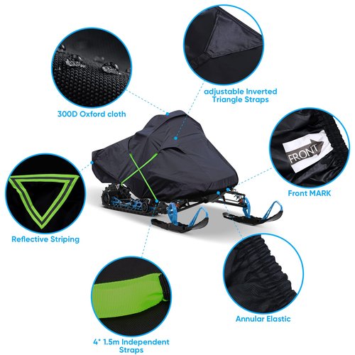NEVERLAND Snowmobile Cover - Waterproof Snowmobile Covers Snowmobile Accessories Storage Cover Compatible with Polaris Ski Doo and Yamaha with Reflective Strips Universal Fits up to 145"