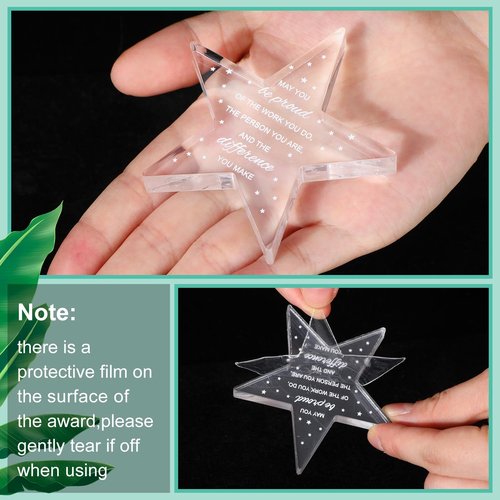 Huquary Employee Appreciation Awards for Coworker Employee of The Month Trophy Acrylic Thank You Gift Bulk Be Proud of The Work You Do Keepsake for Retirement Farewell(24 Pcs,Star)