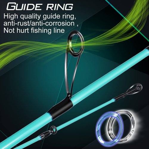 Sougayilang Fishing Rod and Reel Combo, Stainless Steel Guides Fishing Pole with Spinning Reel Combo for Saltwater and Freshwater-Turquoise-5.9ft & 3000