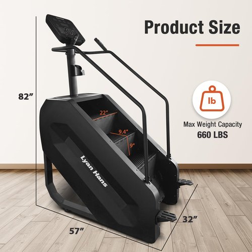 Stair Stepper with LED Screen, Commercial Grade Stepper Machine, Stepmill for Exercise at Home, Stair Climber for Cardio and Lower Body Workouts, 15 Speed Levels, 660LBS Capacity, 15-165 Steps/Minute