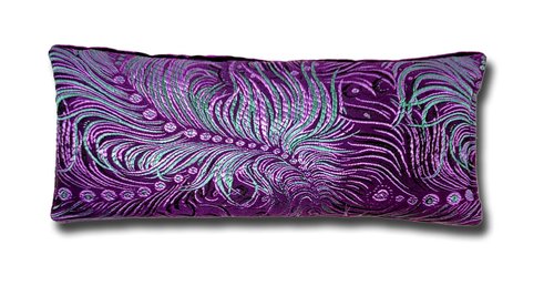 Candi Andi Handmade Luxe Serenity Eye Pillow - All-Natural Flaxseed & Lavender Scented – Weighted Eye Mask for Yoga, Meditation, Hot & Cold Therapy - Violet Peacock - TEP-VP