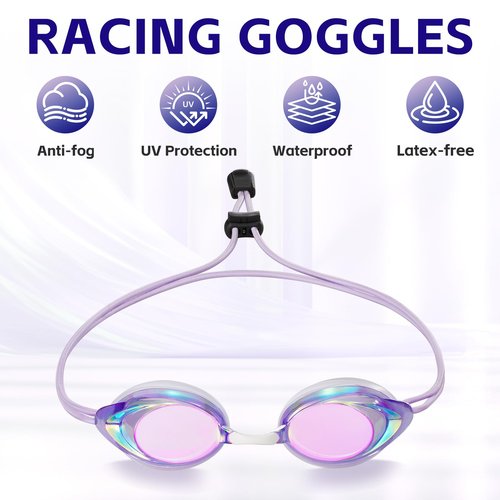 ITOWE 2 Pack Competitive Swim Goggles Adult Women, Swimming goggles Adult For Men Women Youth Bungee Strap Soft Silicone Leakproof Racing Water Goggles Panoramic Clear Vision Anti Fog UV Protection