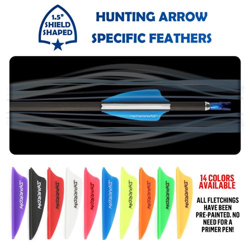 POEARCUS 1.75" TPU Arrow Feathers Kit - Shield Archery Feather with Airflow Guide Groove, Rubber Hybrid Crossbow Bolts Vanes Suitable for DIY Outdoor Hunting Arrows Vane Accessories