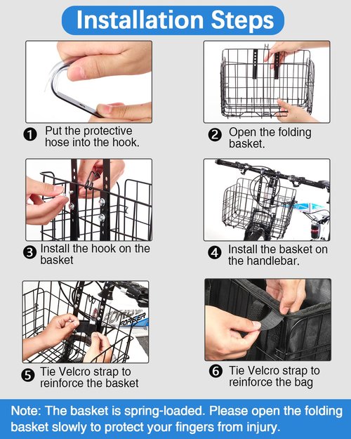 Zacro Bike Basket Front/Rear, Folding Bicycle Basket with Removable Liner Bag, Large Quick Release Design Metal Ebike Basket for Adult Women/Men Carrying Dogs, Pets, Fruit & Grocery