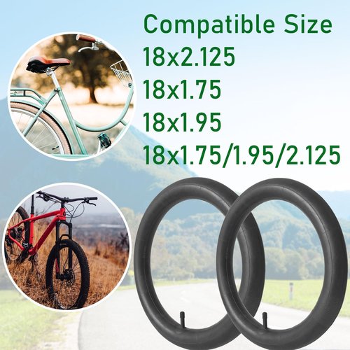 2-Pcs 18x2.125 Bike Tube 18x1.95 Bike Tube 18x1.75 Inner Tube 18 x 2.125 18 x 1.95 18 x 1.75 Tube, Schrader Valve