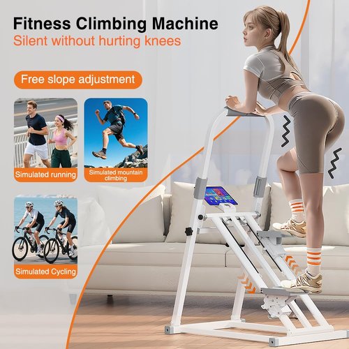 Foldable Stair Stepper Machine with Handles – Adjustable Height Stepper for Home Workout, Cardio Exercise Equipment with LCD Display, Non-Slip Pedals – Max 330 lbs, Quiet & Portable for Small Spaces
