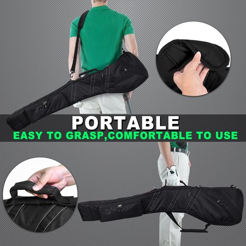 Big Teeth Golf Sunday Bag, Small Golf Bag Lightweight, Par 3 Golf Bag for A Few Clubs Driving Range, Practice with Carry Shoulder Strap Foldable Multi-Colour