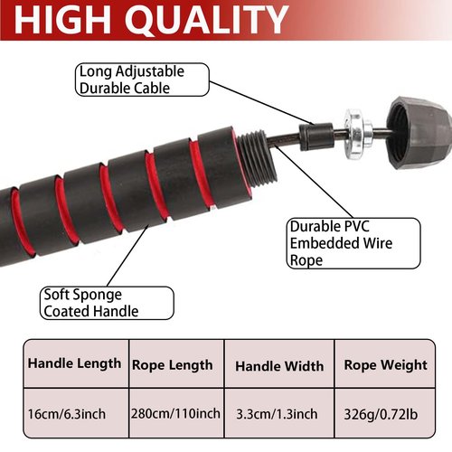 Adjustable Weighted Jump Rope, 9ft Long Tangle-Free Rapid Speed Jumprope for Exercise Calisthenics Fitness Jumping Skipping Double Dutch Boxing Crossfit, Workout Stuff for Women Men Kids Adult