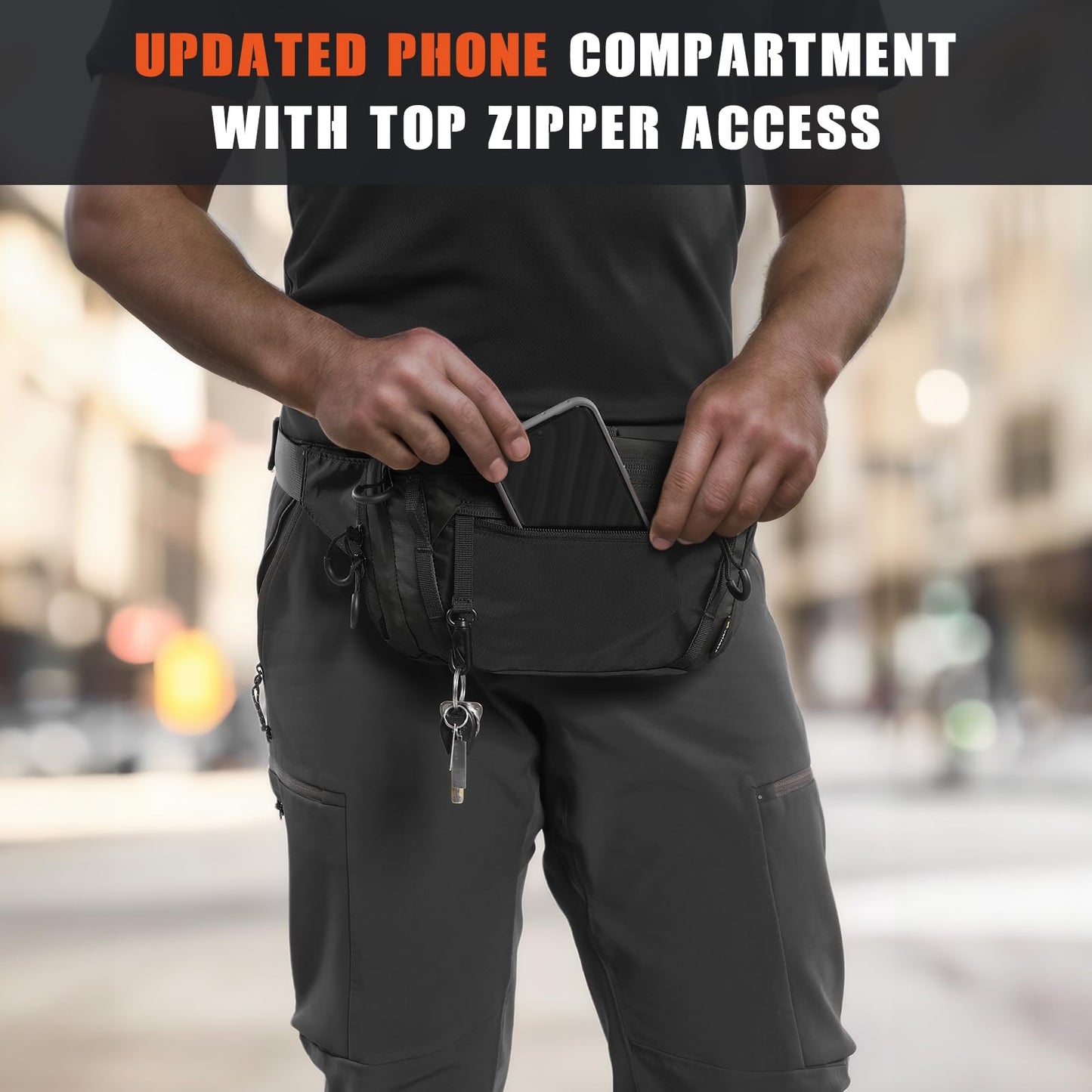 VOTAGOO GEAR Tactical CCW Fanny Bag, Concealed Carry Fanny Pack w/Adjustable Waist Belt Tactical Waist Bag Handgun Pouch with Universal Pistol Holster, Everyday Hip Pack for Men Travel Outdoor (Black)