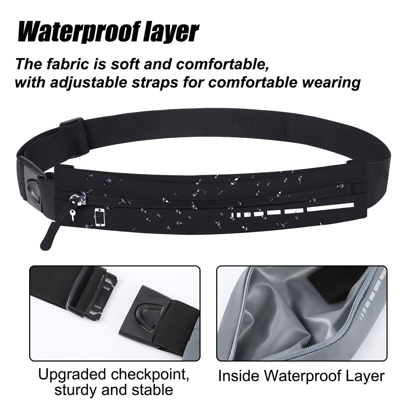 2 PCS Slim Running Belt Fanny Pack Running Phone Holder Runners Pouch Waist Pack for Workout Money Belt Running Gift Gear Accessories for Women Men Walking Hiking Cycling