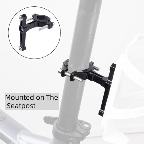 Adjustable Bike Water Bottle Cage Adapter,Anodized Aluminum Alloy Mount for Handlebars Seatposts,Universal Adapter for MTB/Road/E-Bike/Kids Bike, Includes Hex Wrench Anti-Slip Spacers (1, Black)