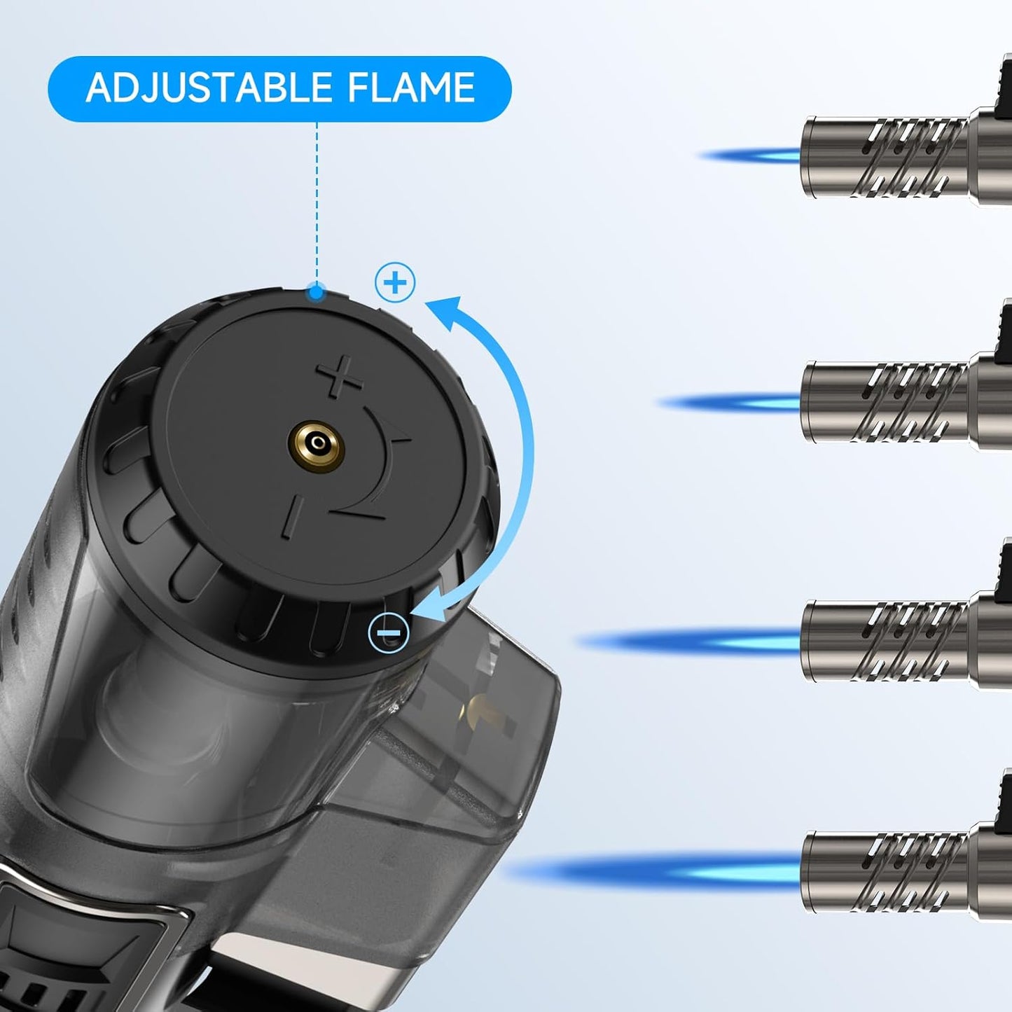 2 Pack Torch Lighter Jet Flame Butane Lighter Refillable Mini Torch Lighter for Candles Grill BBQ Fireworks Camping (NO PREFILLED)