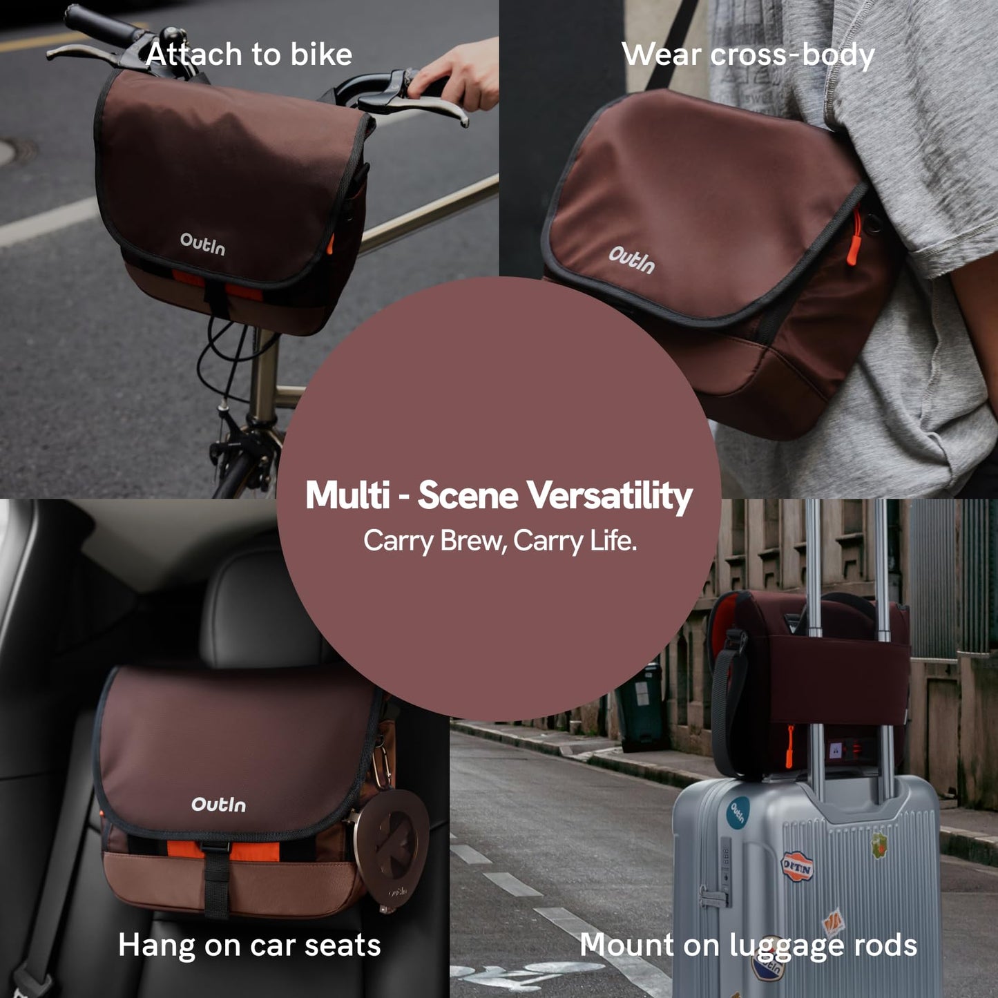 OutIn Flex Messenger Shoulder Bag, Nylon Crossbody Travel Bag for Women Men, Compatible Mino, Nano & Fino