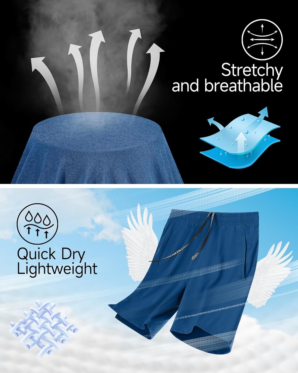 2 Pack Mens Athletic Workout Shorts 7 Inch Quick Dry Gym Shorts with Pockets, Sports Tennis Running Shorts for Men