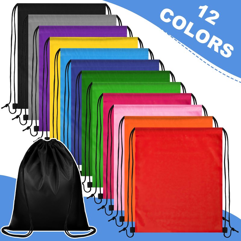 Dntorx 12 Colors Drawstring Backpacks Bulk, Drawstring Bags DIY Waterproof Nylon Cinch Bags for Sports, Gym, Travel, Swimming, Beach, Men&Women, Lightweight, Reusable