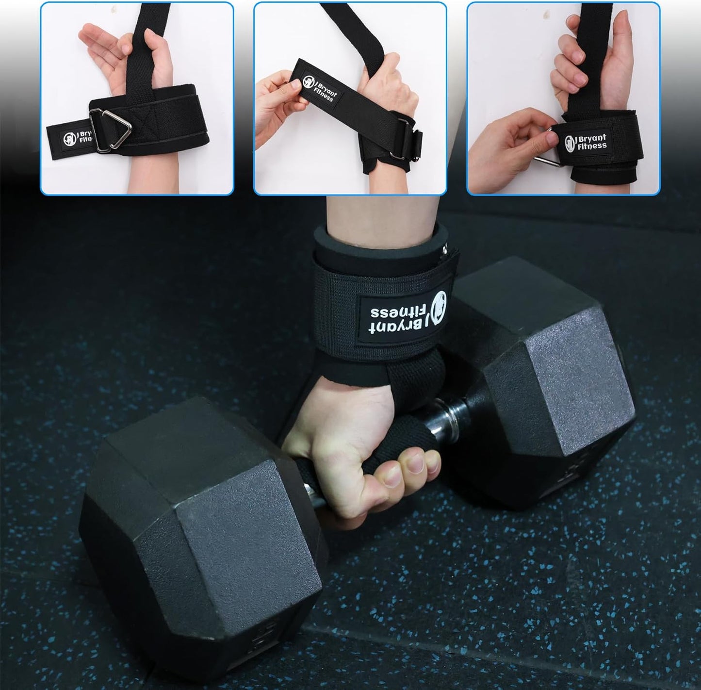 2pcs Adjustable Wrist Cuffs Weightlifting Straps with Ring Premium Padded Straps for Cable Machine Workout Strength Training for Weightlifting & Deadlifting