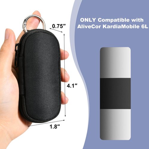 Beautyflier Heart Monitor Case Compatible with AliveCor KardiaMobile 6L, Portable Heart Monitor Bag with Spring O-Ring Keychain, Keep Clean and Protected (Bag Only)