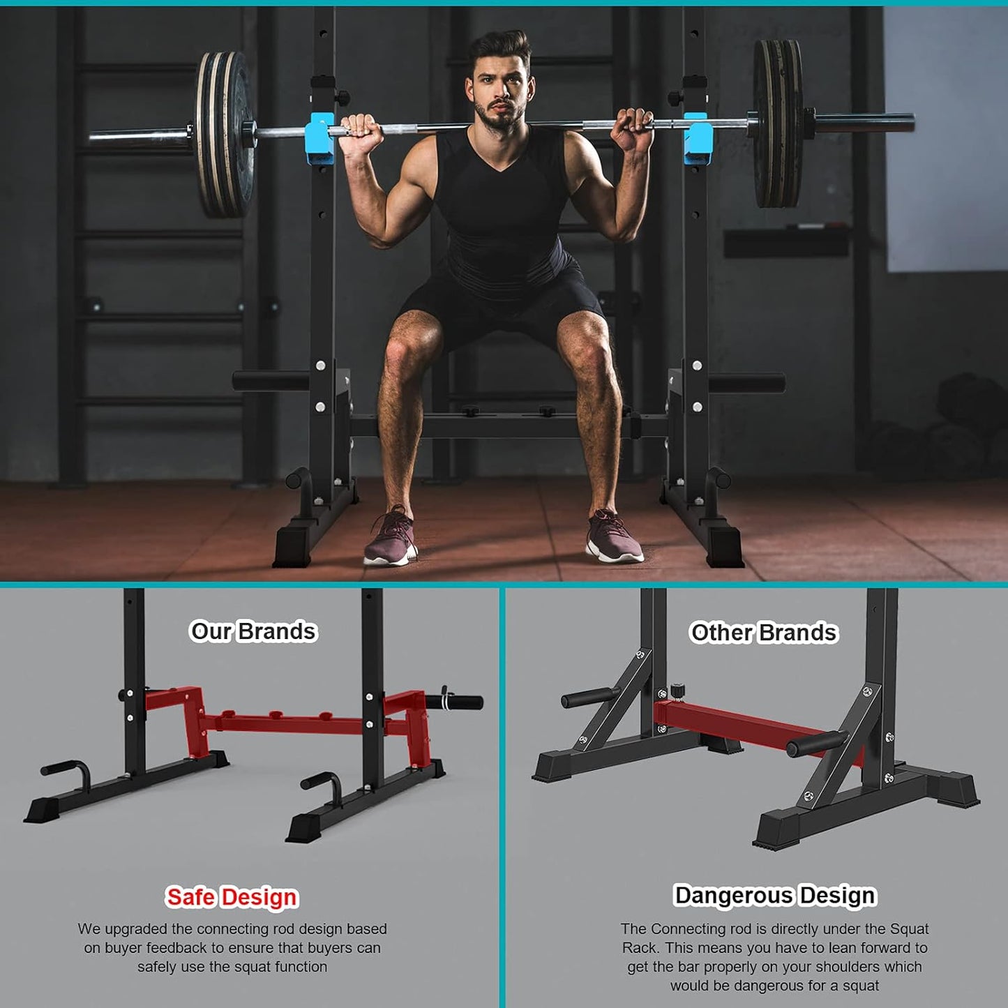 JX FITNESS Squat Rack, Barbell Rack, Bench Press Rack Push Up Multi-Function Weight Lifting Gym/Home Gym