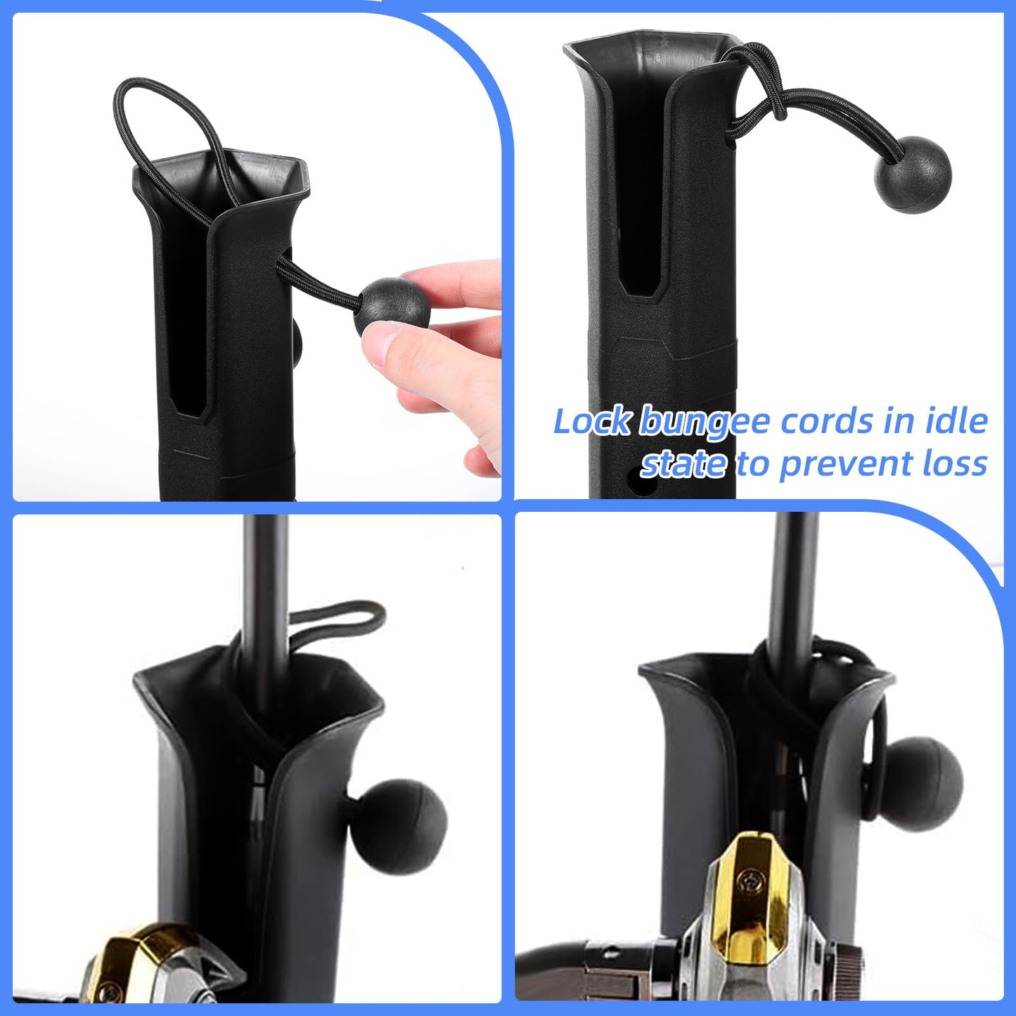 2 Pcs Pole Mount Fishing Rod Holder for Bike, Rotatable Fishing Pole Holder for Bike with Pole Mount Clamp, Fishing Rod Rack for Beach Car, Fishing Chair, ATVS, Boats, Carts