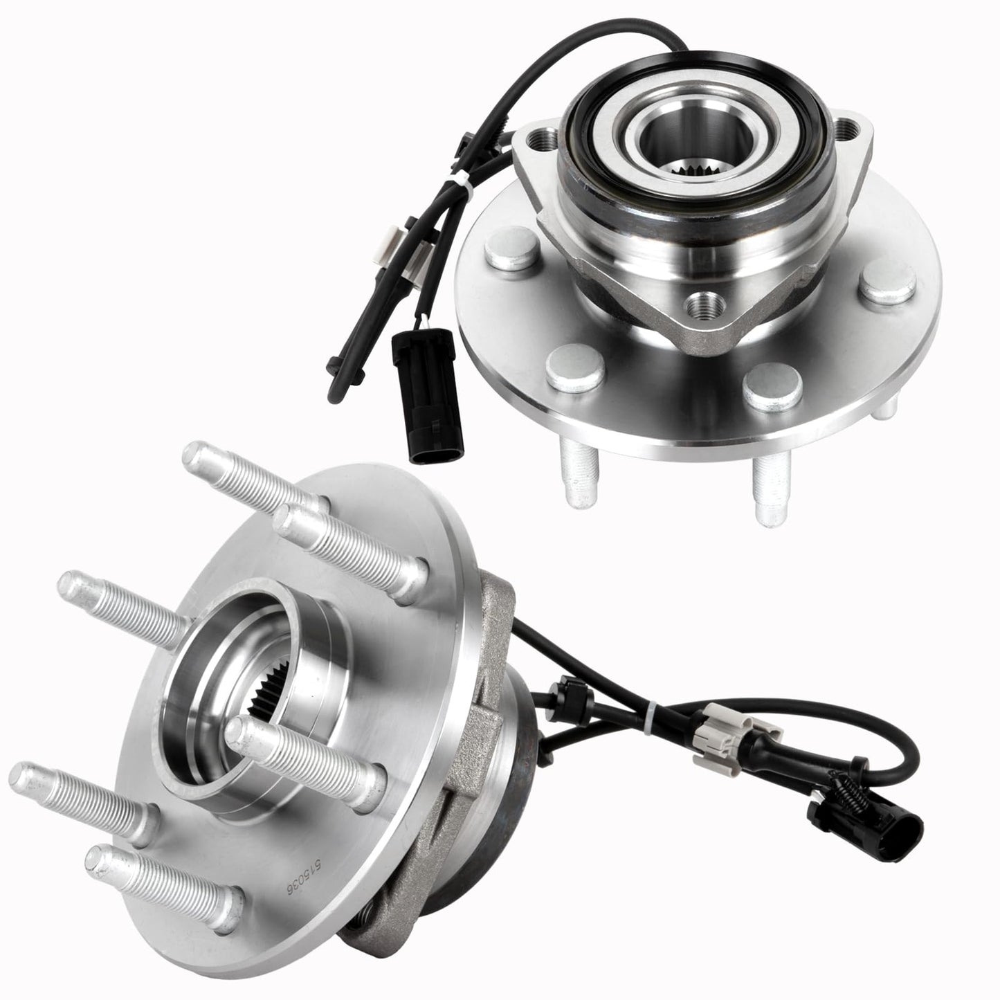 WEIZE 4WD Front Wheel Bearing Hubs, 515036, for Chevy GMC Silverado Sierra Avalanche Yukon XL Suburban 1500 Tahoe Cadillac Escalade ESV EXT, Replacement Wheel Bearing and Hubs Assembly Set, Pair Hubs