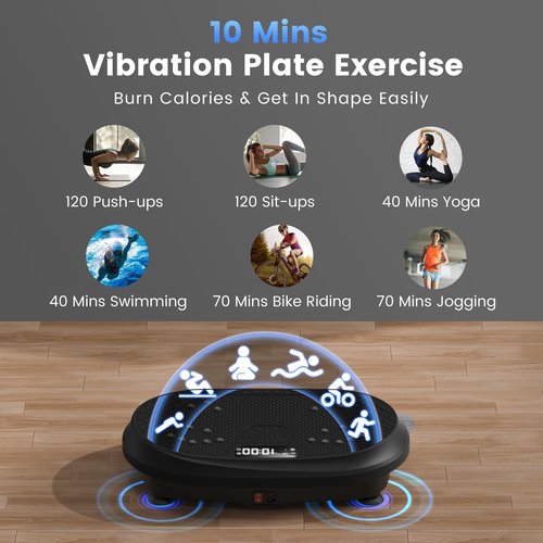 Vibration Plate Exercise Machine, Vibrating Fitness Platform for Lymphatic Drainage, Full Body Shaker Workout Equipment, Bluetooth Power Shaping Vibrate Plate, Board Sport for Home Exercise Gym, Black