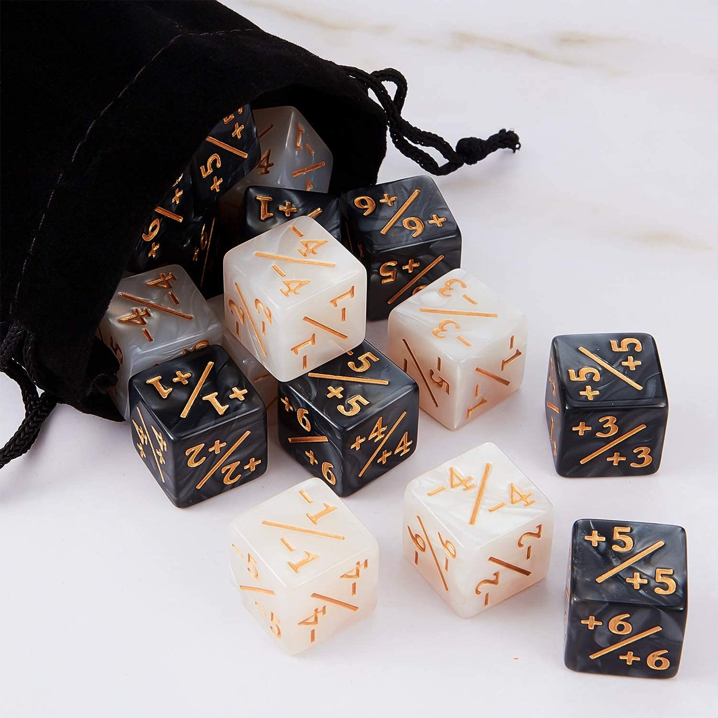 24 Pieces MTG Counters Dice +1/+1 Buff Tokens Black Plus 1 Counter Magic Dice Set for MTG D6 TCG Cards Gaming Accessories