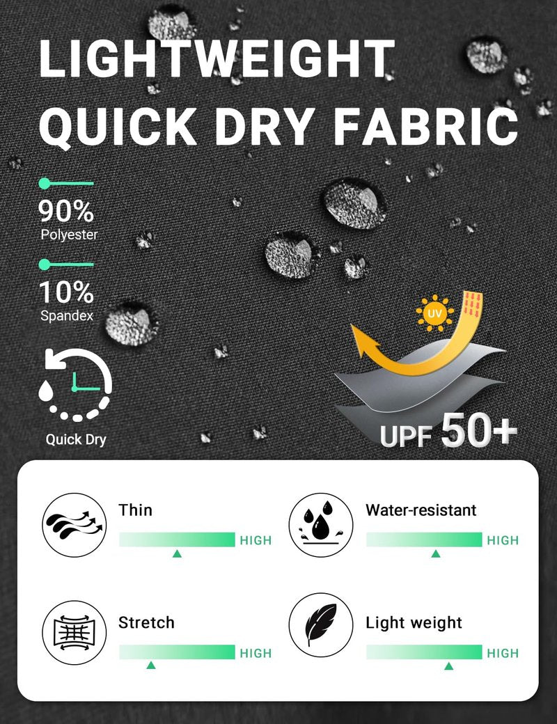 BVVU Women's Hiking Pants Lightweight Quick Dry Travel Outdoor Pants Waterproof Work Cargo Joggers with Zipper Pockets Black