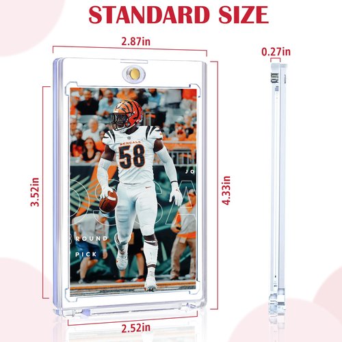 8ct Magnetic Card Holders for Trading Cards, 35pt Hard Cards Sleeves Case, One Touch Card Holder Fit for MTG Cards, Sports Cards, Baseball Cards, Game Cards, Toploaders, Standard Cards Display